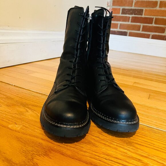 SAM EDELMAN Lex Zip BOOT Lace BLACK Combat LEATHER Military WOMEN Us 9.5 M - Picture 13 of 16